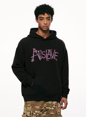 A11SLAVE草写心碎logo印花连帽卫衣男女春秋季美式重磅情侣装上衣