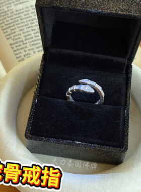 2025泰国蛇骨戒指 纯银925 泰国原庙不掉色迦蛇骨法钻戒男女