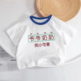 爷爷奶奶外公外婆姥爷姥姥的小可爱幼儿园童装短袖t恤男童女童潮
