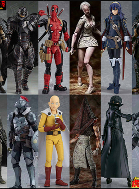 Figma狩人狂战士黑剑士 盔甲白马琦玉无脸护士三角头模型可动摆件