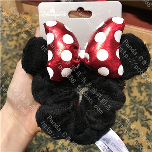 香港迪士尼代购 米妮耳朵蝴蝶结 卡通可爱毛绒造型 发圈发绳头饰