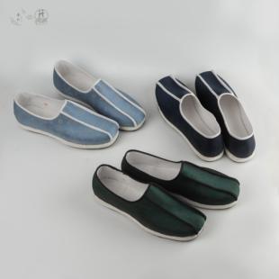 淮边筱竹×奉云 杂宝团花暗纹明代方履汉服道士双梁鞋千层底布鞋