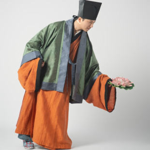 淮边筱竹 暗花纱宋制貉袖 仿南宋对襟短衣男款道系汉服外套