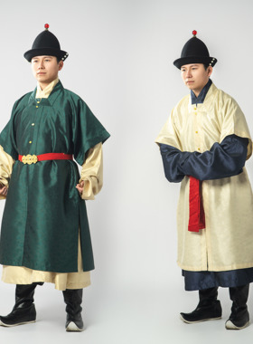 淮边筱竹 明制方领布罩甲 半袖对襟衣汉服比甲轿夫衙役骑兵戎装