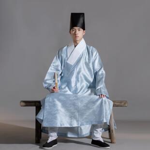 淮边筱竹 横卧领窄袖直裰 明制暗纹纱交领汉服箭袖长衫居士射艺服