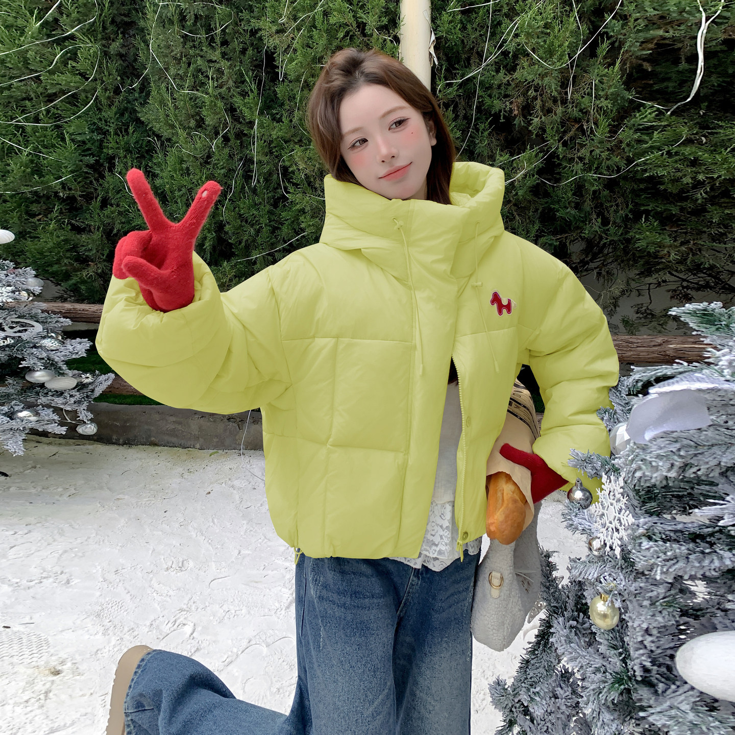 现货+2025冬韩版甜美面包加厚短款羽绒服282-B9909-P205-K315，女装羽绒服，浙宝282