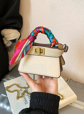 韩版儿童手提包包2025新款女童宝宝丝巾凯莉包小女孩公主斜挎包