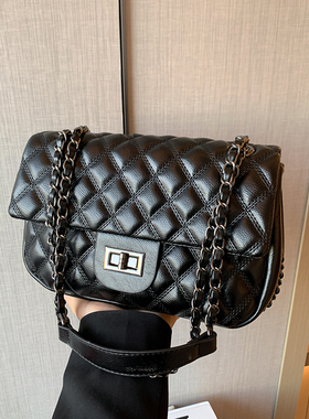 小香风小众菱格链条包百搭时尚潮2024新款单肩斜挎包包女