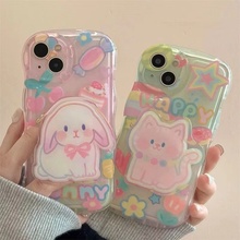 彩色兔子猫咪opporeno13pro手机壳findx8女款一加ace5pro/1+13/a3i/k12x防摔vivos20/s19/x200minipro/iqoo13