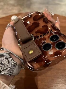 ins豹纹腕带opporeno13pro手机壳硅胶findx8/reno12女款1+13时尚vivos20pro/s19全包x200promini/iqoo13/12