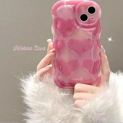 ins粉色爱心适用小米17promax手机壳硅胶civi5pro/14ultra防摔note15pro+/Turbo4pro/k80至尊版/k70/k60/k50