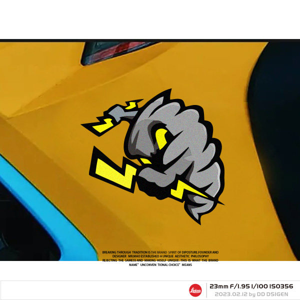 个性卡通闪电趣味反光车贴创意汽车改装贴摩托电动车头盔划痕贴纸