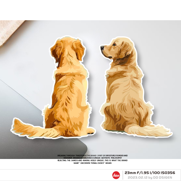 反光车贴防水防晒卡通金毛犬