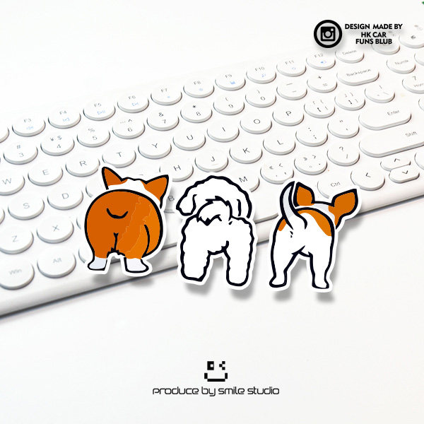 搞笑柯基柴犬背影卡通反光车贴创意汽车贴纸摩托电动车划痕防水贴