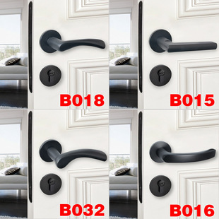 木门锁具PVD黑色静音磁吸门锁黑色美式卧室内房门锁把手