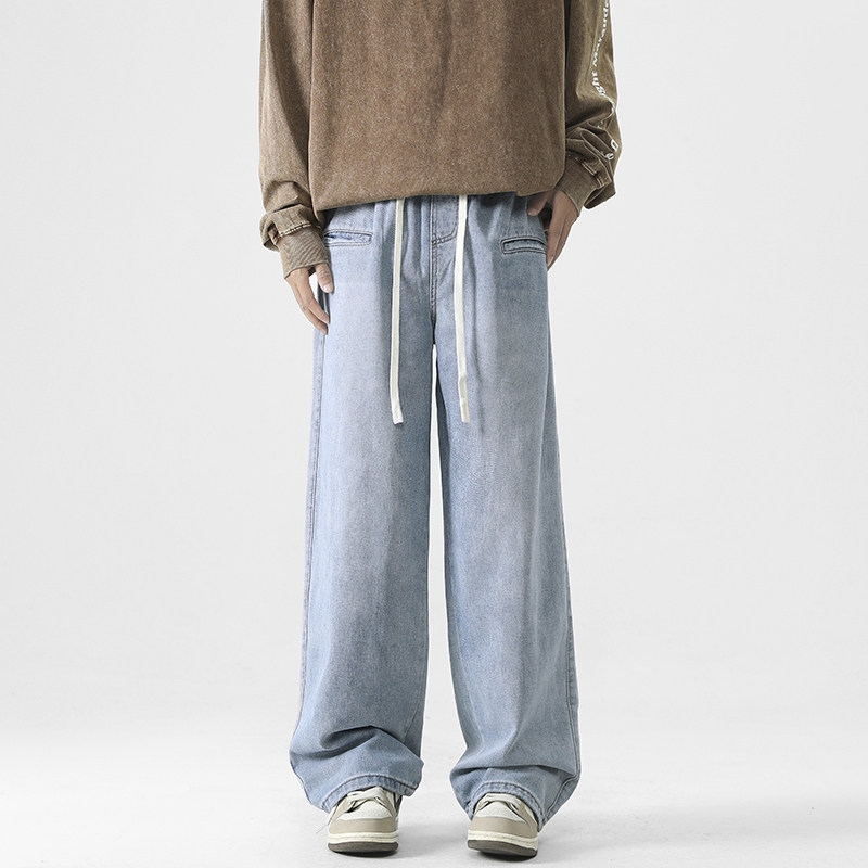 2026春秋款牛仔裤男士春款直筒休闲男生潮牌高街蓝色长裤