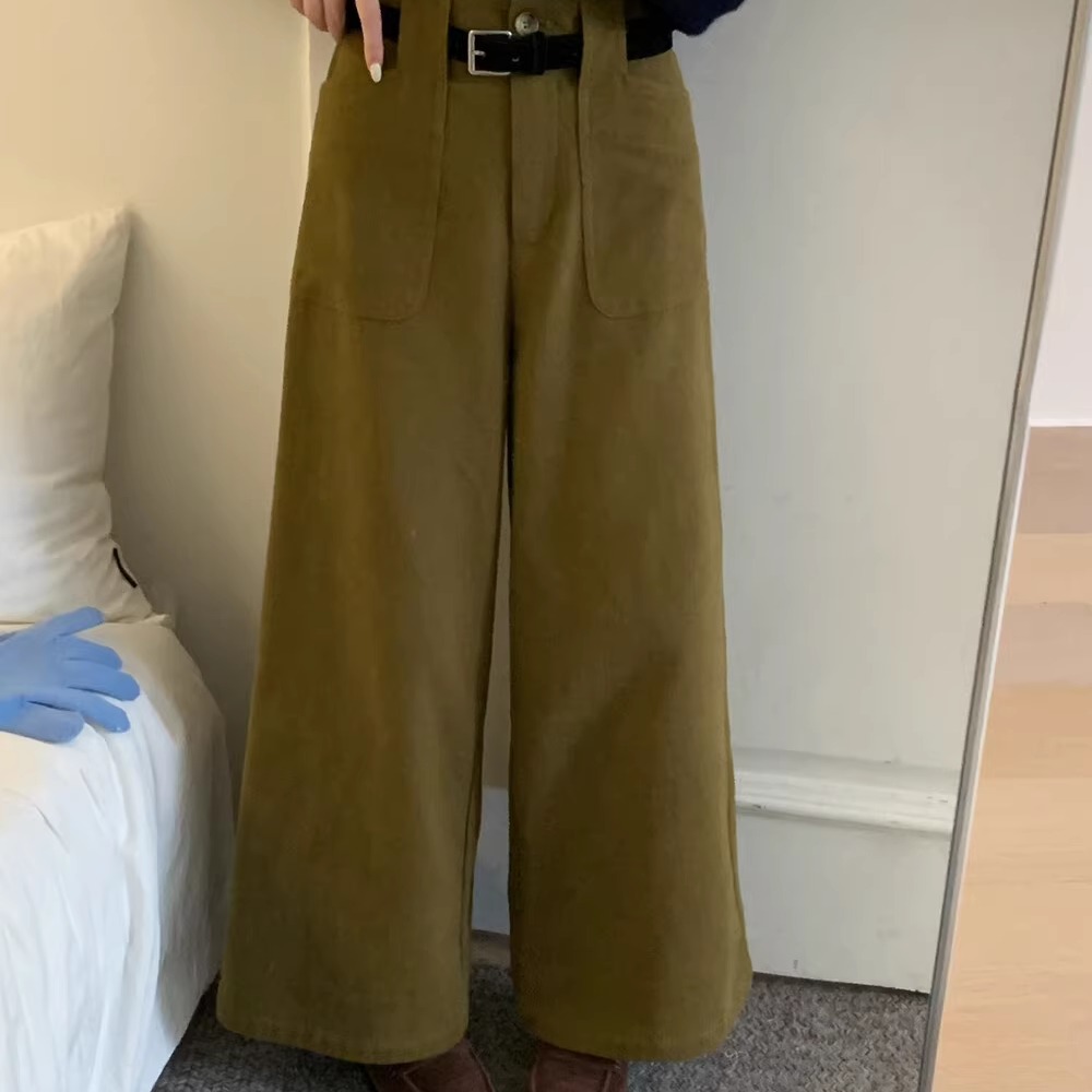 OMELET蛋卷冬加绒直筒休闲裤女