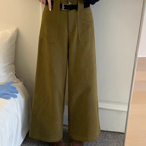 OMELET蛋卷冬加绒直筒休闲裤女