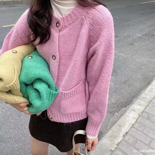 韩国东大门外套女开衫sicily秋冬新款宽松软糯上衣圆领羊毛针织衫