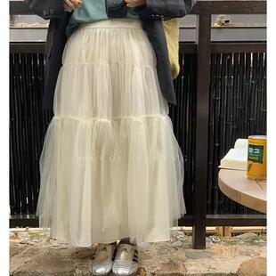 have u法式优雅中长款大摆网纱蓬蓬裙2026春夏设计感洋气半身裙子