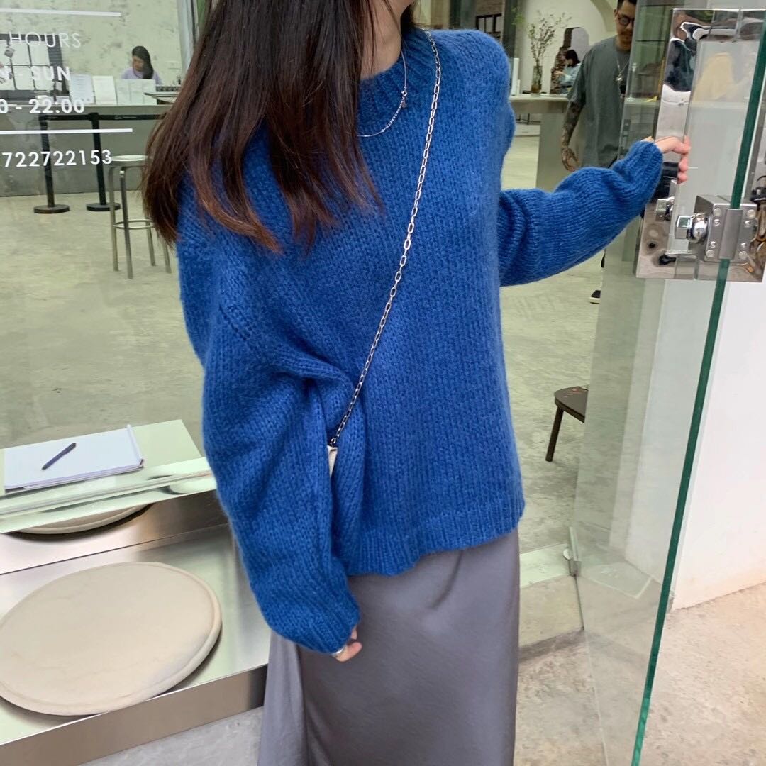 bluepops圆领针织毛衣韩版洋气