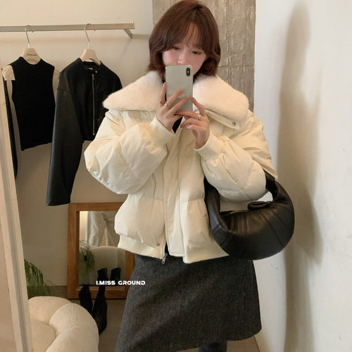 imiss冬可拆卸大毛领羽绒服外套