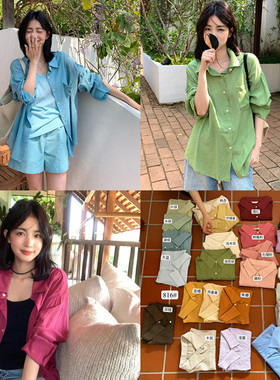 KITTIN 2025夏季新款亲肤透气天丝麻纱宽松慵懒长袖防晒衬衫女816