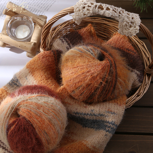 100克雪宝彩虹长段染羊毛线手编中粗长绒线团披肩围巾帽子diy毛线