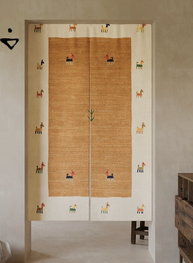 寻由波斯复古民族风卧室遮挡门帘免打孔美式厨房卫生间遮光挂布帘