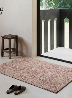寻由洛可可民族风复古入户门地垫进门玄关地毯高级感防滑圈绒脚垫