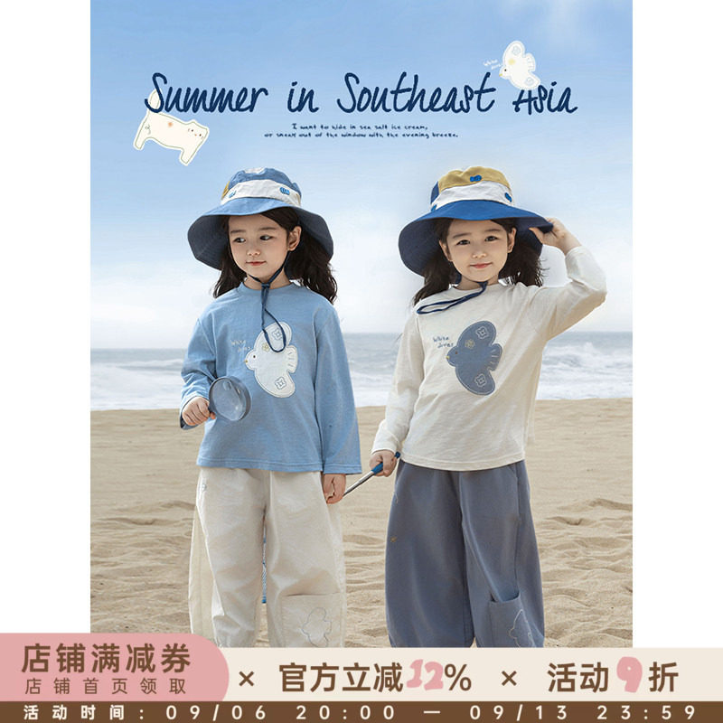 幼悠 女童卡通贴布绣花T恤春季童趣可爱弹柔透气罗纹圆领休闲上衣图片