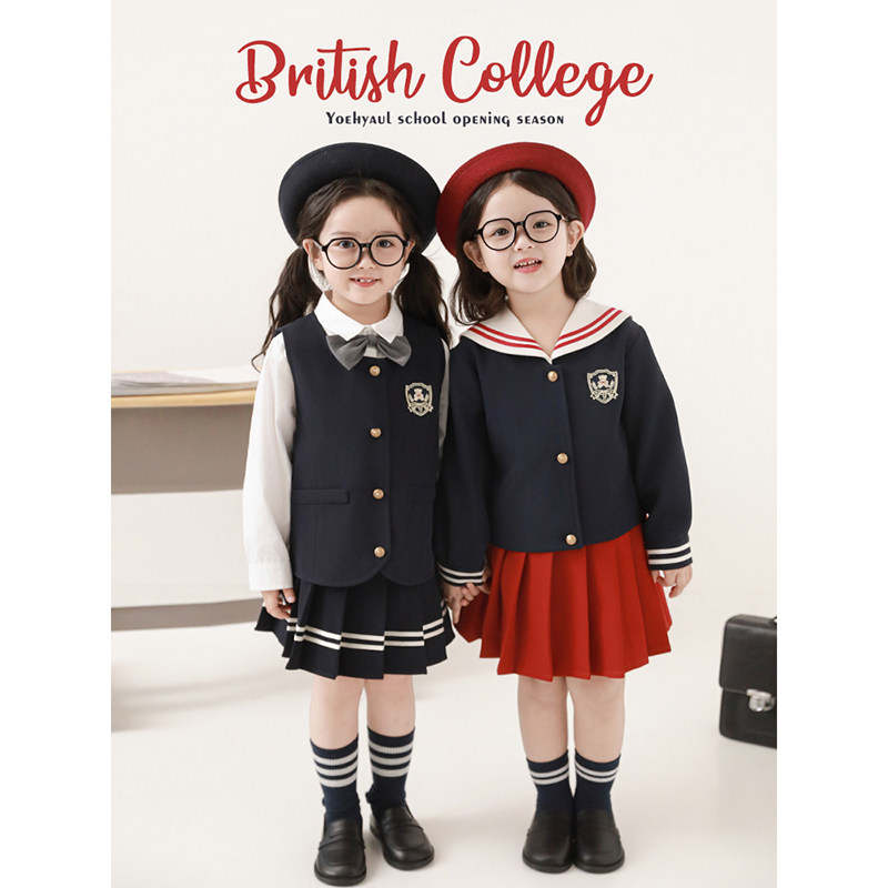 幼悠女童开学季学院系列小熊绣花翻领外套撞色织带百褶裙多件套潮,童装/婴儿装/亲子装,套装,淘宝优惠券,粉丝福利购,淘宝优惠卷