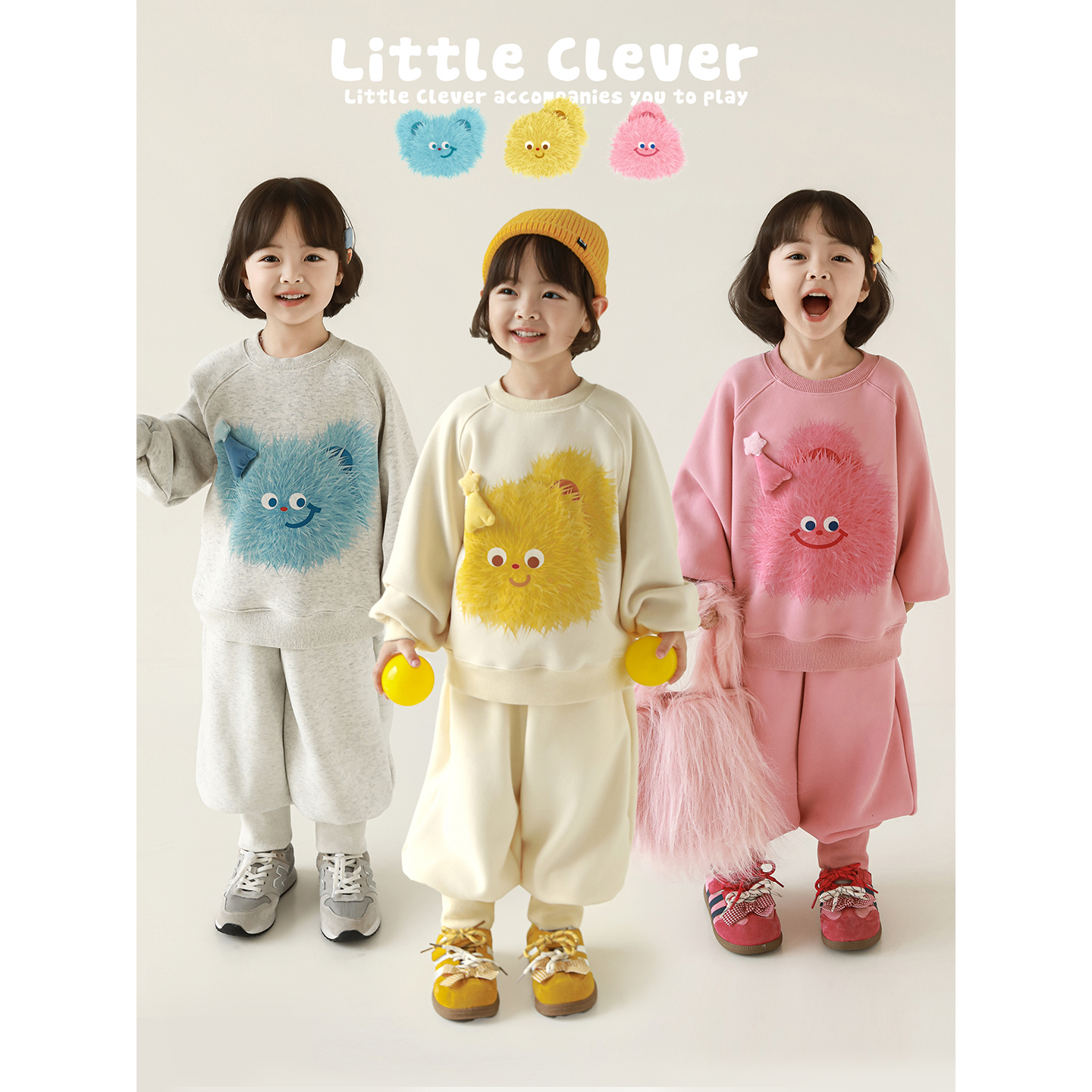 幼悠女童2025冬季新款加绒加厚卡通卫衣休闲保暖束脚长裤可爱套装