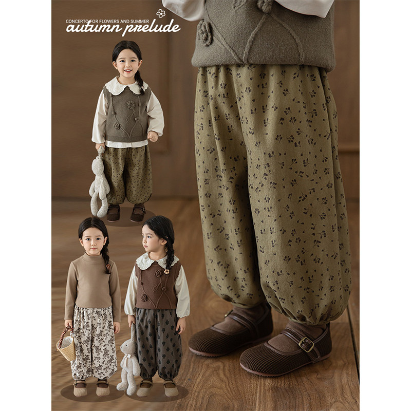 幼悠女童植卉图鉴印花灯笼裤春秋甜美可爱舒适柔软宽松休闲裤子潮,童装/婴儿装/亲子装,裤子,淘宝优惠券,粉丝福利购,淘宝优惠卷