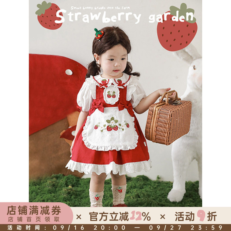 女童可爱休闲衬衫连衣裙										