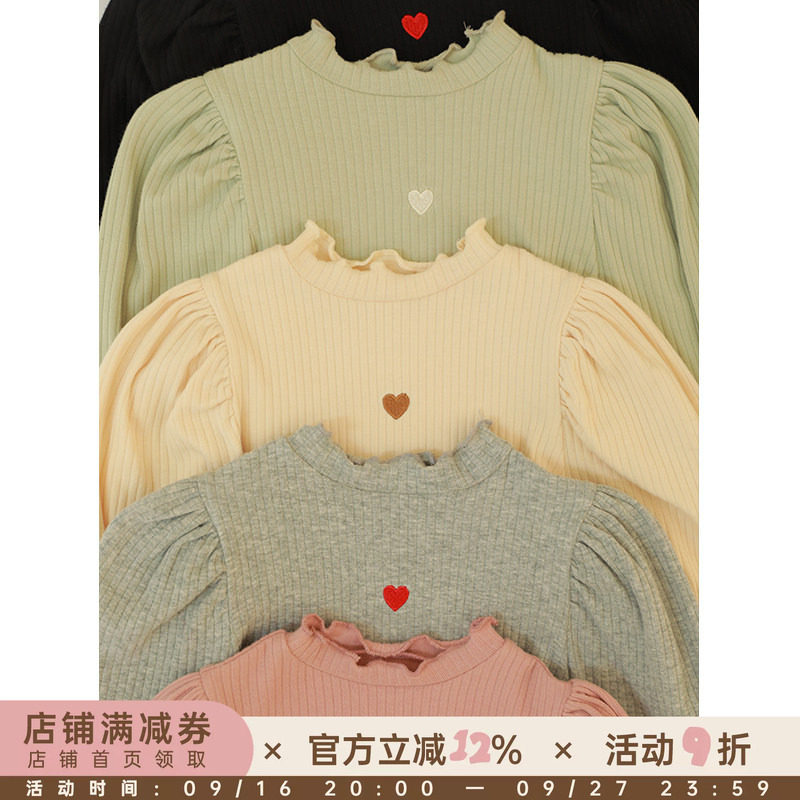 泡泡袖长袖打底衫幼悠简约图片