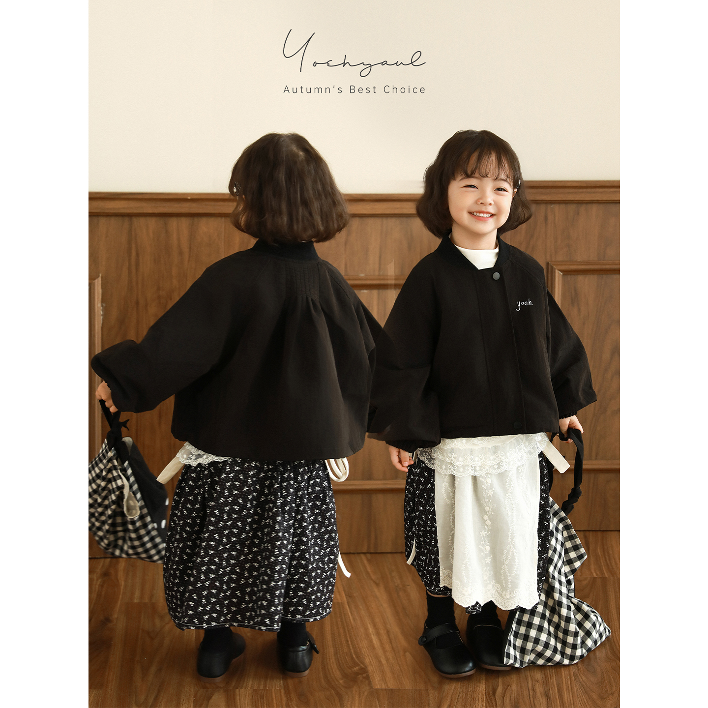 幼悠女童 秋季新款2025柔美精致俏皮碎花裙简约百搭时尚屁帘A字裙