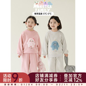罗纹收束卫衣字母刺绣休闲裤 幼悠女童加绒加厚怪兽套装 冬季 多件套