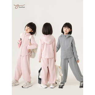 幼悠女童2026春秋新款柔顺丝滑裸感亲肤卫衣宽松舒适休闲运动套装