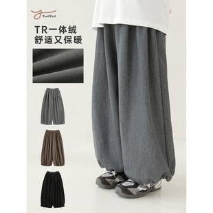 幼悠女大童2026春秋新款轻盈保暖撞色拼接休闲裤宽松百搭休闲西裤