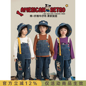 抗菌防螨儿童套装 幼悠女童春季 卡通t恤宽松直筒牛仔裤 长袖 潮 新款