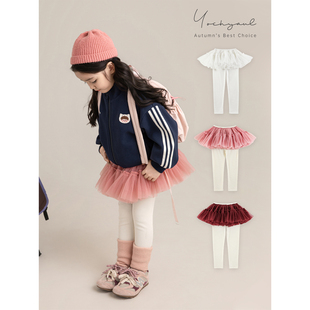 幼悠 女童公主网纱裙裤2025秋季柔软亲肤轻盈飘逸A字裙摆休闲裤子