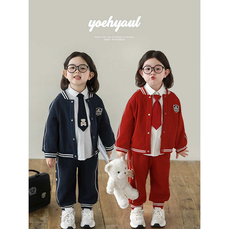 幼悠女童学院风套装2025春秋撞色嵌条休闲外套五芒星刺绣运动裤潮,童装/婴儿装/亲子装,套装,淘宝优惠券,粉丝福利购,淘宝优惠卷