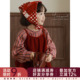 幼悠女童春秋洋气可爱韩系小甜妹显白复古红格纹衬衫 吊带两件套潮