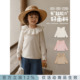 抗菌防螨儿童甜美t恤 花边领纯色速干打底衫 幼悠女童2026春季 新款