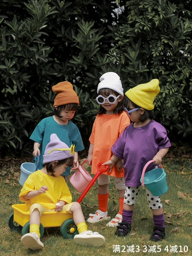 Однотонная летняя детская трендовая футболка для отдыха, короткий рукав, круглый воротник, в корейском стиле