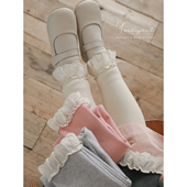 休闲裤 幼悠女童拼接蕾丝花边打底裤 春秋甜美可爱柔软亲肤弹力修身