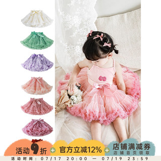 幼悠女童网纱半身裙夏季可爱蝴蝶结tutu千层公主裙甜美宝宝蓬松裙