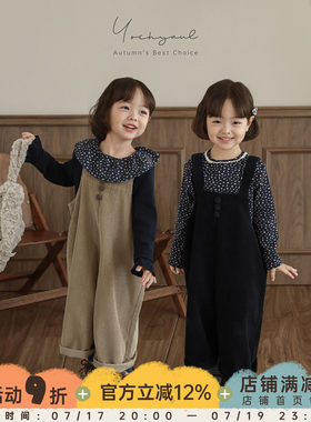 幼悠女童2026新款春秋套装儿童可爱打底衫童装韩系洋气女孩背带裤