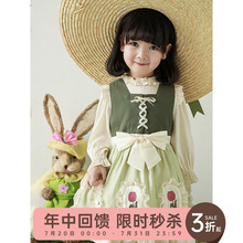 幼悠女童连衣裙2025春秋儿童蝴蝶结衬衫长袖公主裙韩版宝宝背心裙